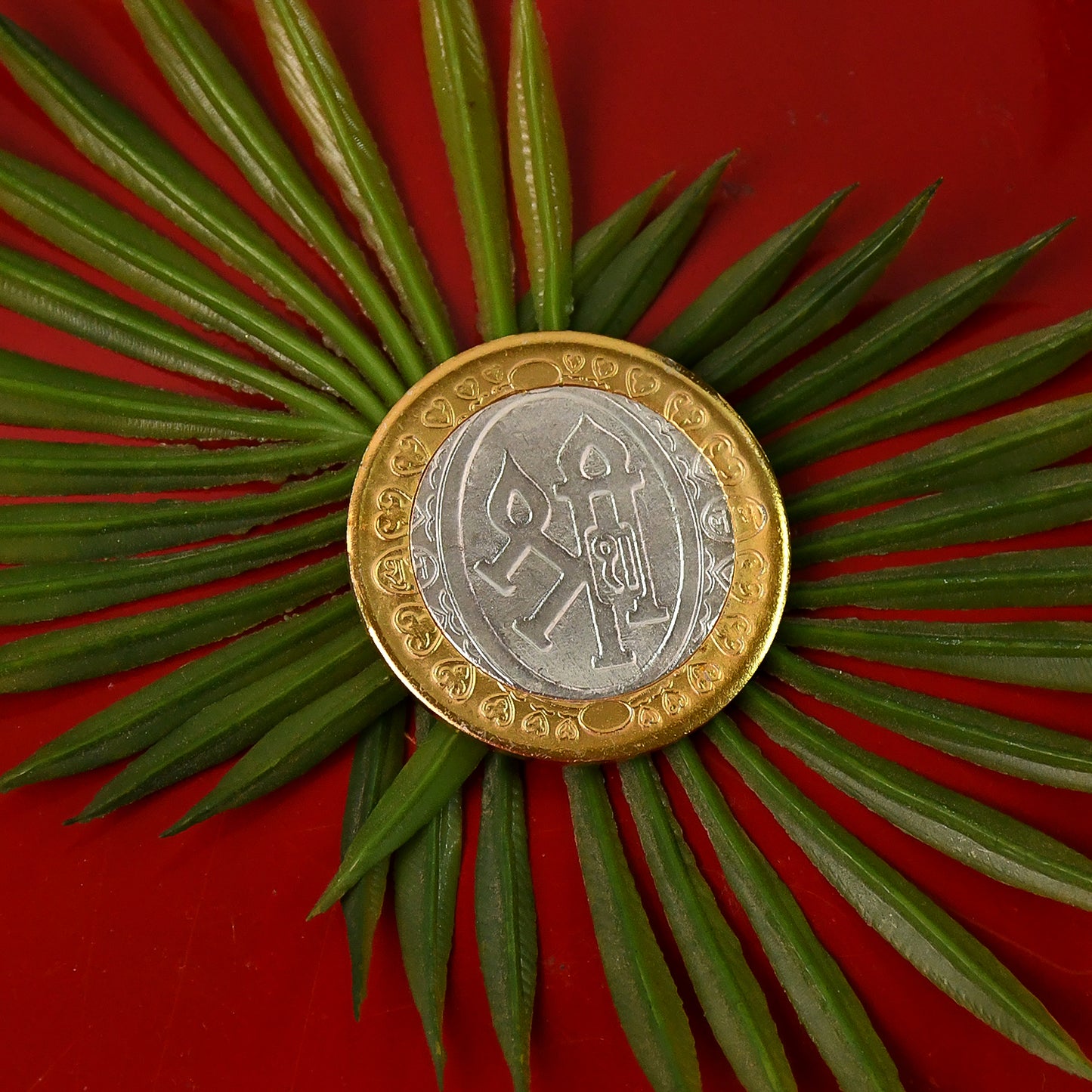 Premium Gold Silver Dual-tone Religious Coin With Lakshmi Ganesh Design