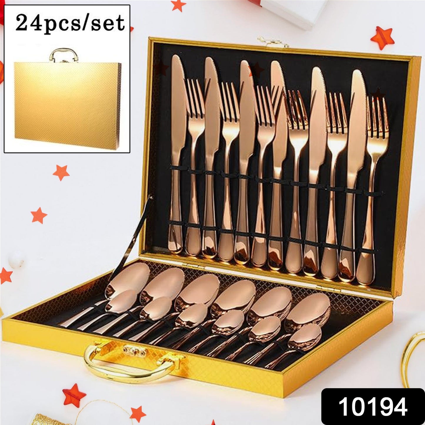 Kitchen Tableware Flatware Sets Kitchen Forks Spoons With Gift Box (24 Pcs Set)