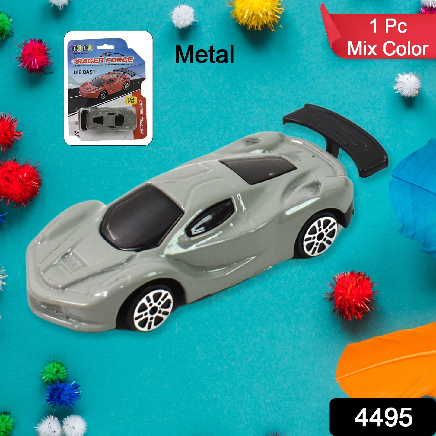 Metal Mini Car Toy Free Wheel Toy Vehicle (Multicolor 1 Pc)