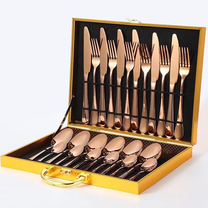 Kitchen Tableware Flatware Sets Kitchen Forks Spoons With Gift Box (24 Pcs Set)