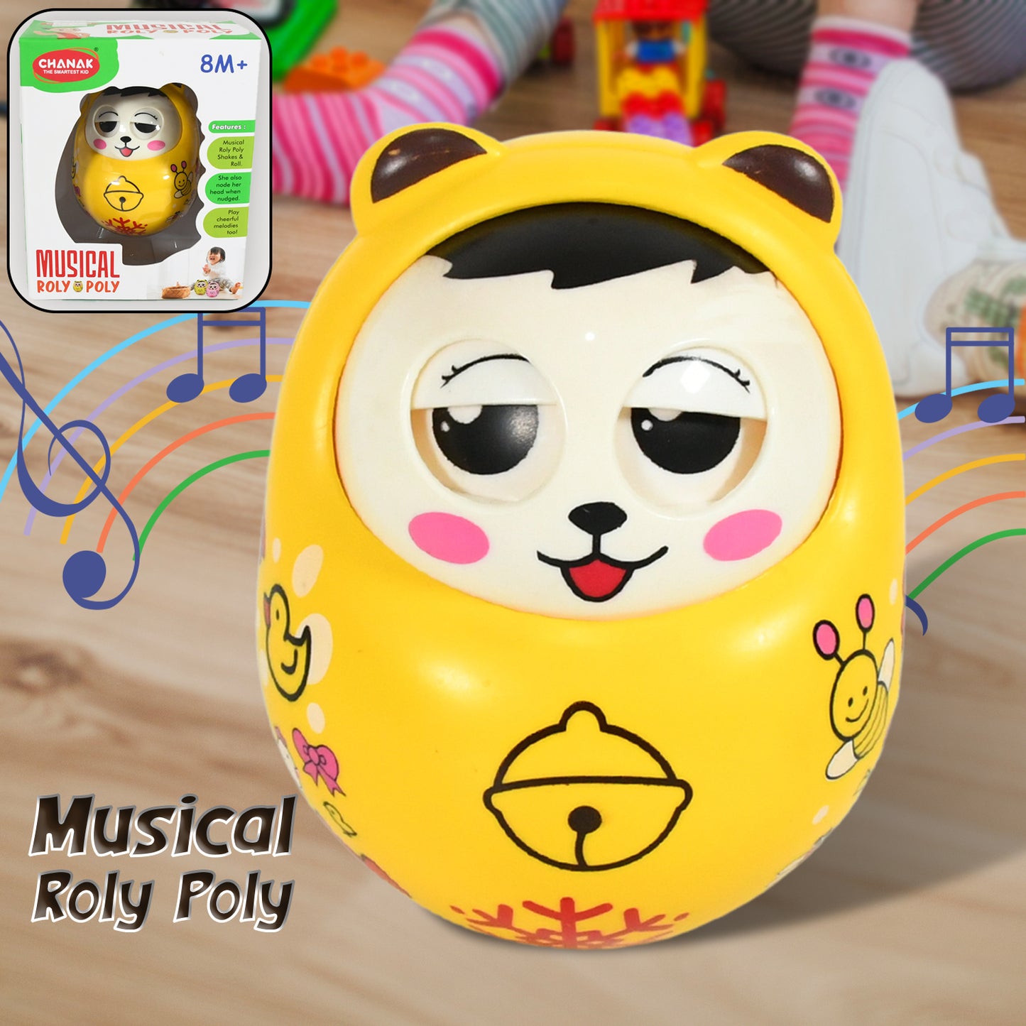 1935 Musical Roly Poly Toys For Baby Push And Shake Wobbling Toy With Music Tumbler Doll Toy For Babies Sound Balancing Doll Toys For Baby Boys Girls 8+ Months Multicolor (1 Pc)