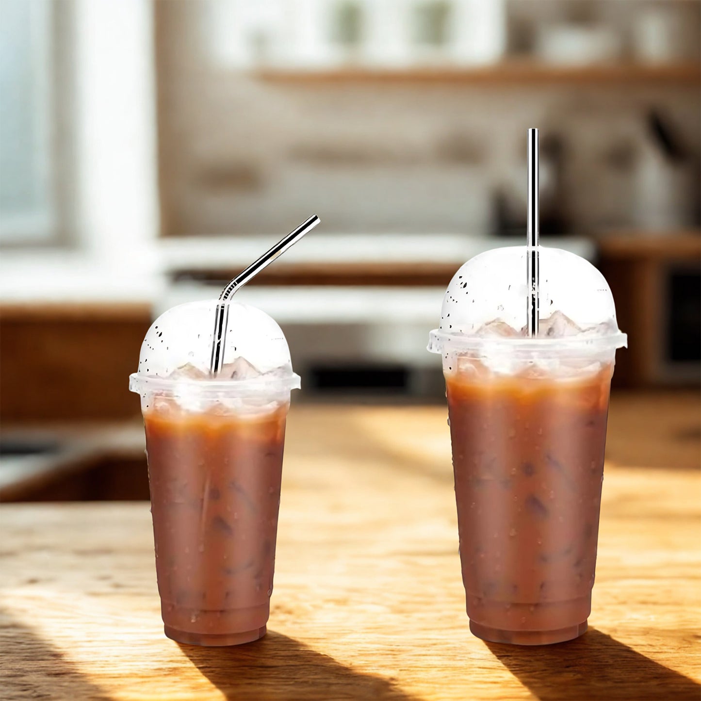 579 Set Of 4 Stainless Steel Straws Brush (2 Straight Straws 2 Bent Straws 1 Brush)