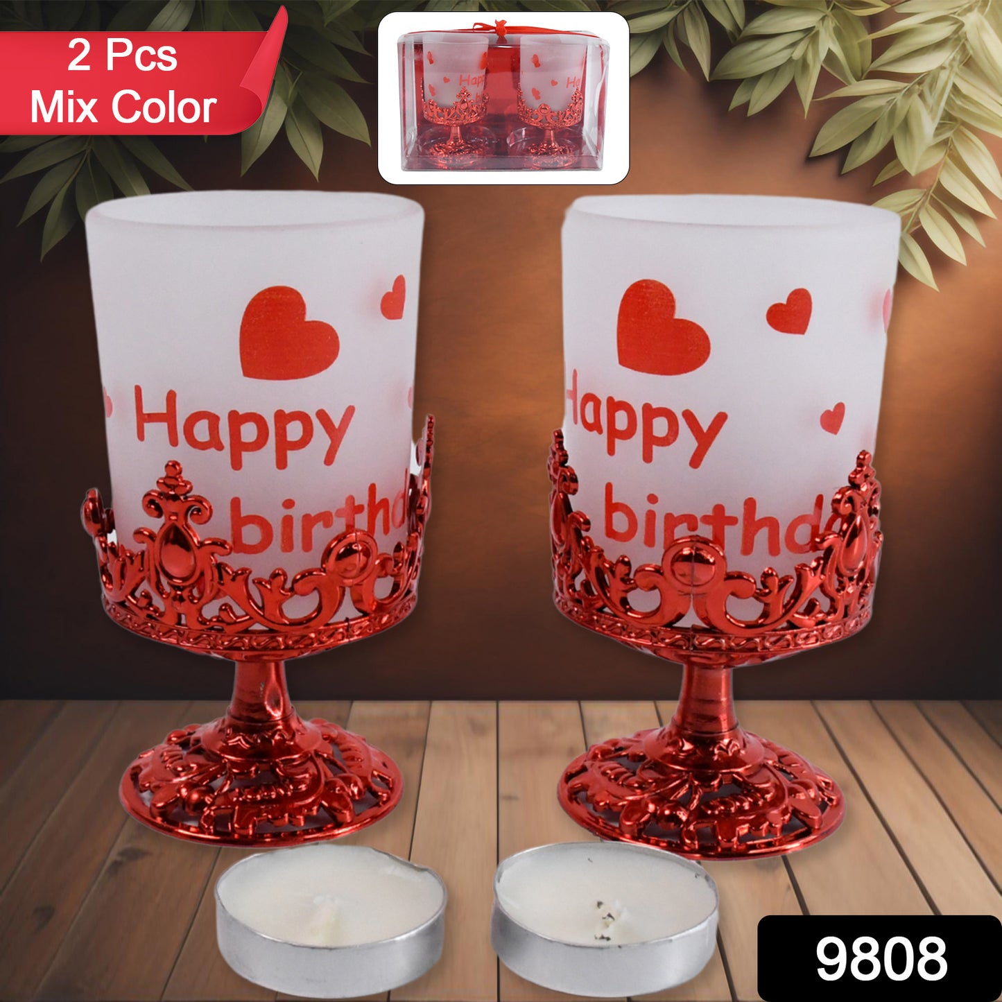 Tealight Holder Stylishly Shaped Candle Diya Stand Plastic Beautiful Design Festival (2 Pc Mix Design)