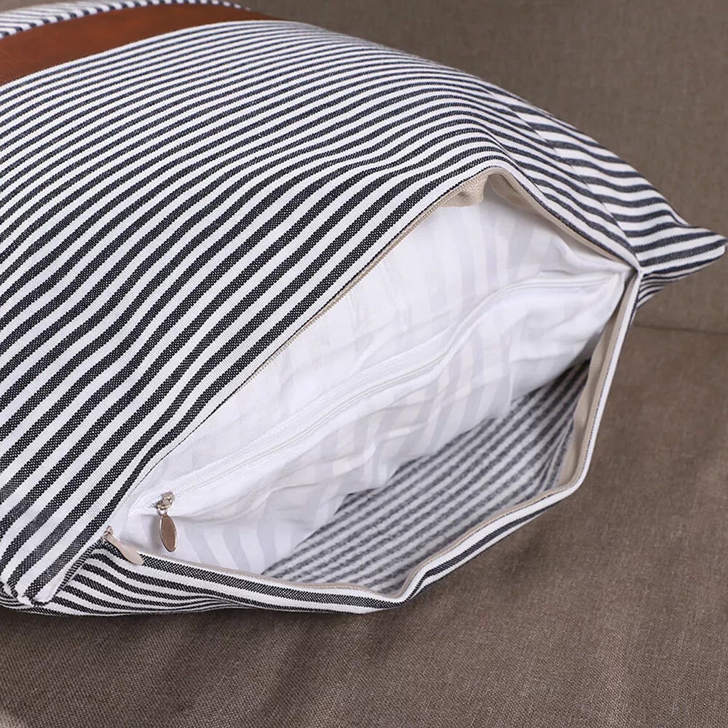 Pillow Covers Leather Cotton Cushion Covers (16 16 Inch 1 Pair 2 Pc)