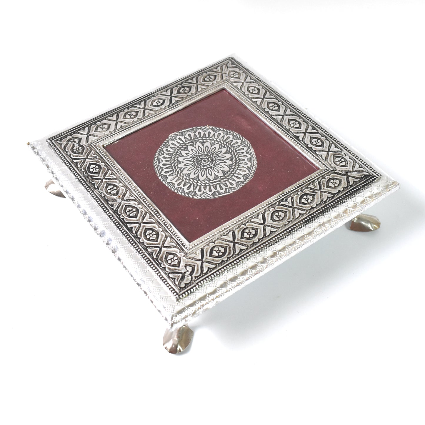 Silver - Square Pooja Chowki Patla Bajot (2020 Cm 1 Pc)