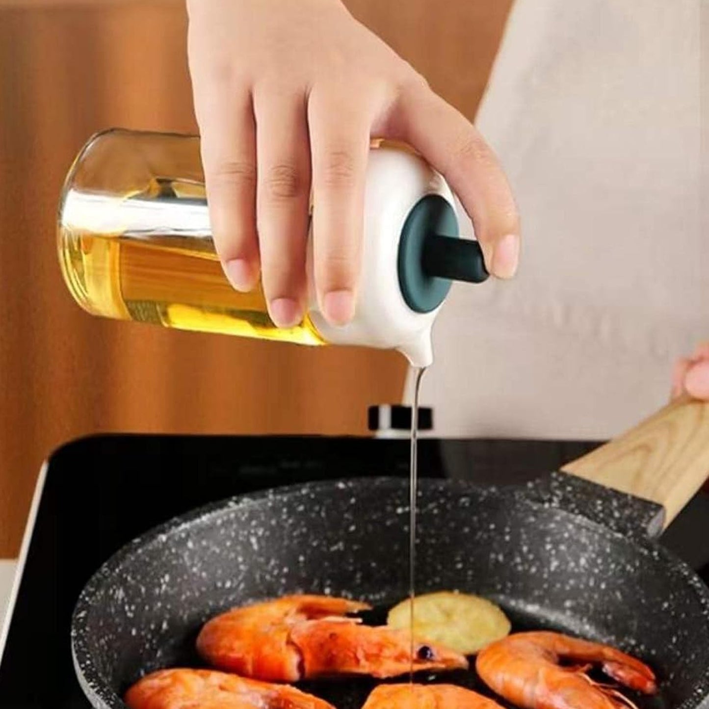 2 In 1 Glass Oil Dispenser Jar Bottle With Brush (1 Set)