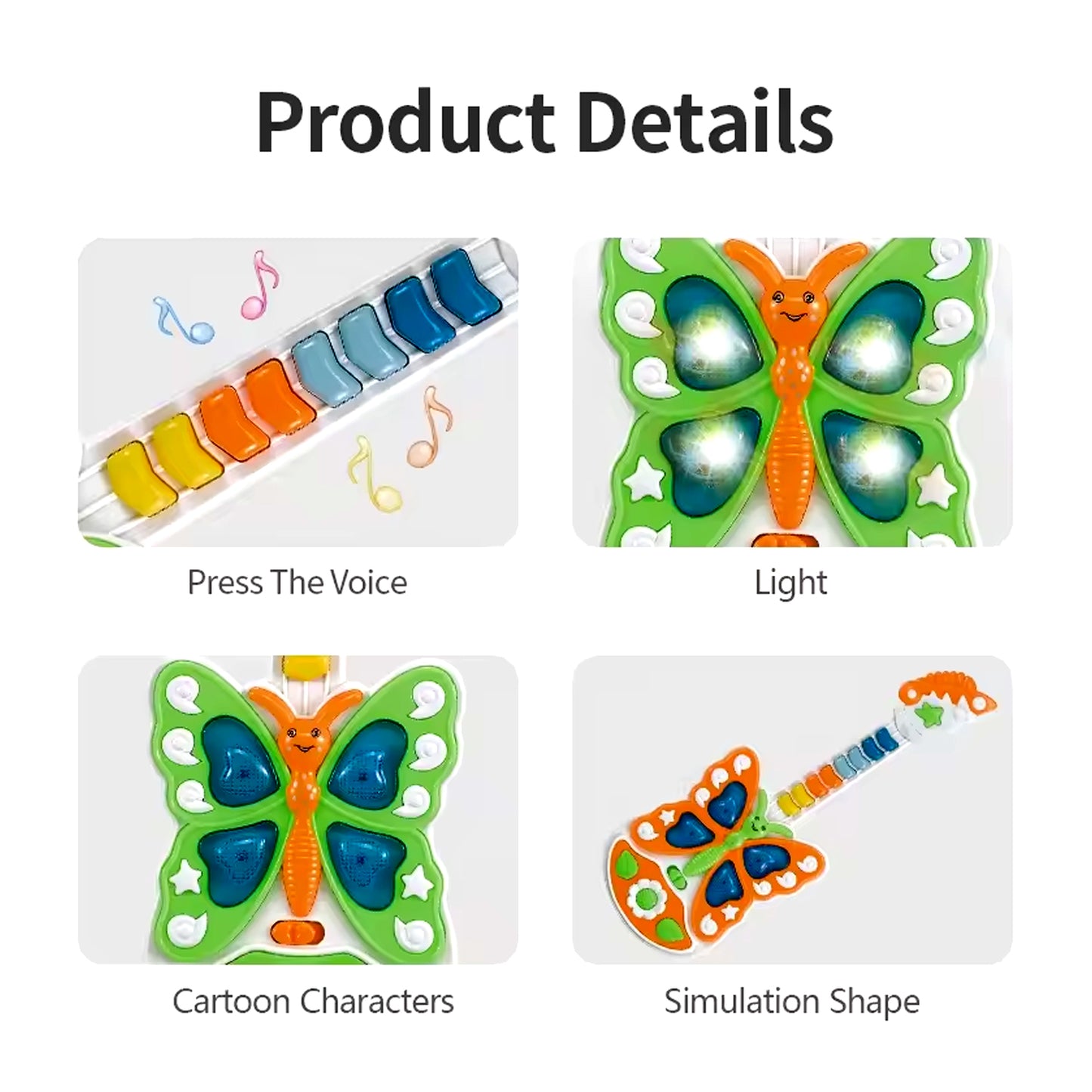 Butterfly Guitar Toy With Light And Music Toy (1 Pc Battery Not Included)