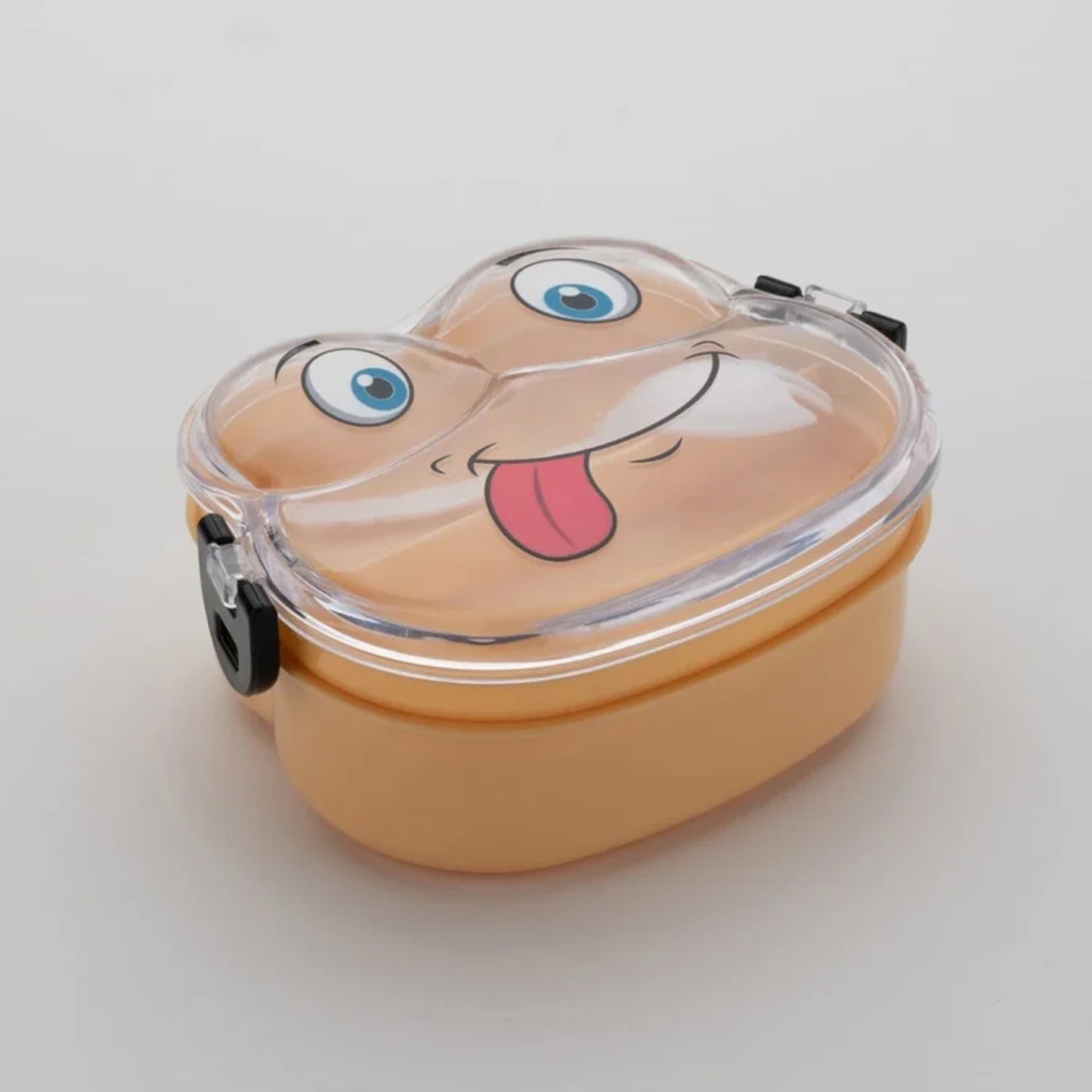 Double Layer Froggy Shape Lunch Box With Spoon (1 Pc Mix Color)