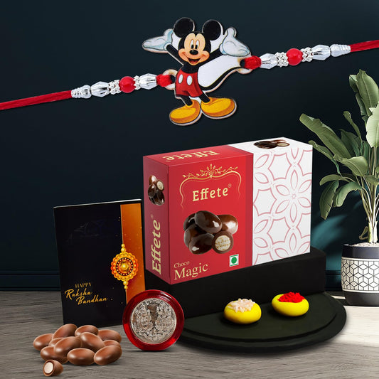 (K1_873_em32) Rakhi With Chocolate Magic 32gm Pooja Coin  Greeting Card Kids Rakhi With Gift Rakhi With Gift For Kids Rakhi With Chocolate Rakhi For Kids Boy Rakhi Set Of 1