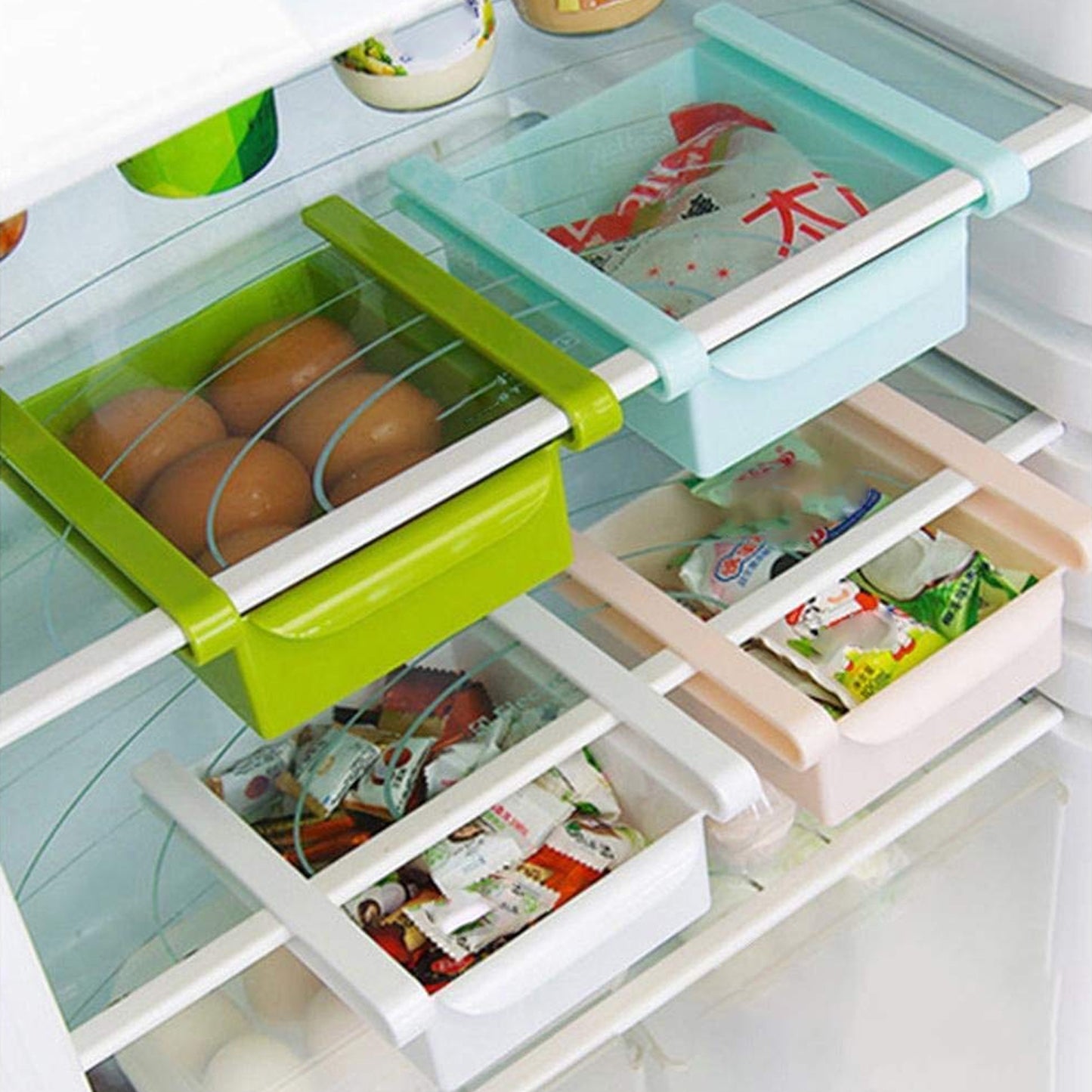 Adjustable Refrigerator Storage Organizer Drawers (4 Pc)