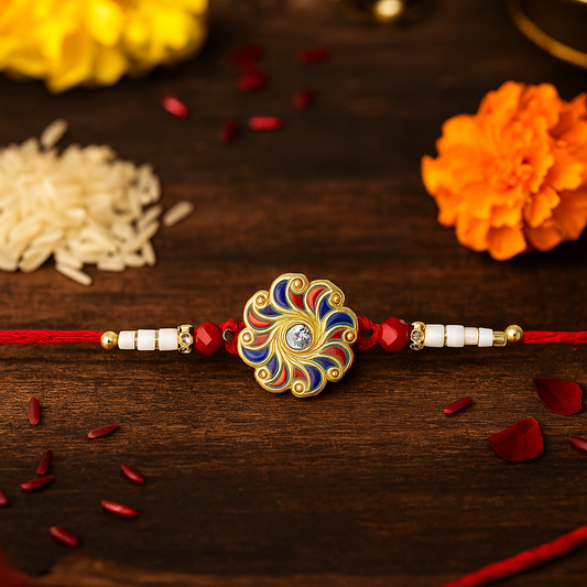 Blue Red Swirl Rakhi