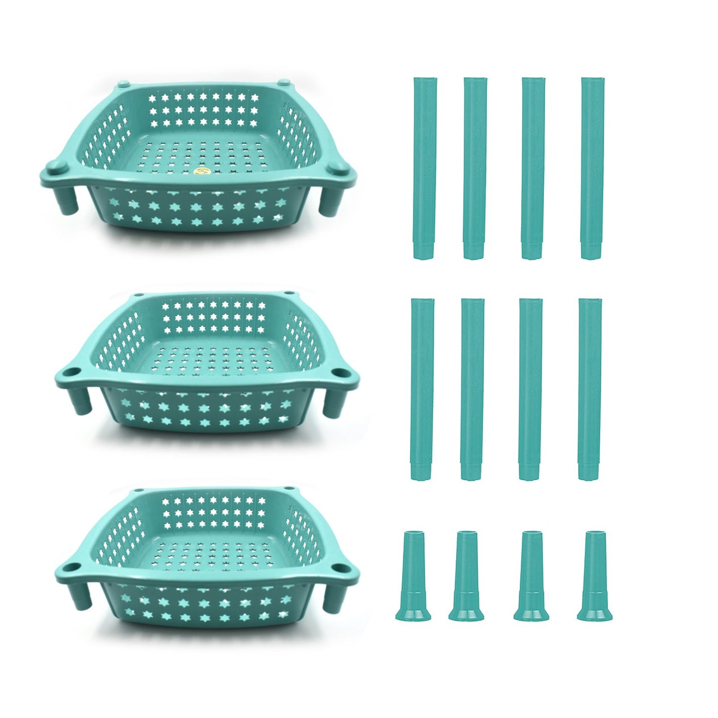 2588 3 Layer Squre Kitchen Trolley Basket