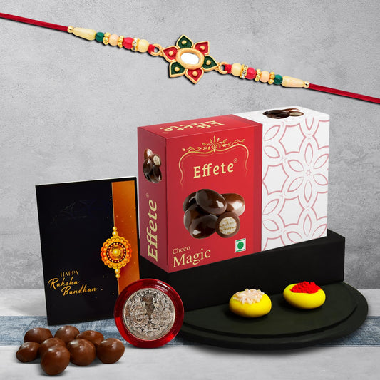 Flower Rakhi For Brother Set Of 1 With Chocolate Magic 32gm (K1_271_em32)