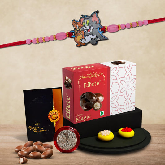 (K1_881_em32) Rakhi Combo  Chocolate Magic 32gm With Pooja Coin  Greeting Card Rakhi Gift For Kids Kids Rakhi Combo Rakhi Combo For Kids Rakhi Gift Hamper Rakhi For Kids With Gift Rakhi Gift For Brother Kids Rakhi Set Of 1