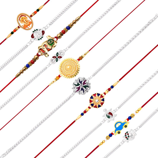 Raksha Bandhan Multicolour Stone Rakhi With Roli Chawal For Men (10)