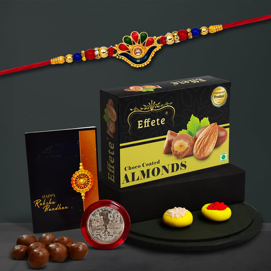 (K1_313_ca32) Rakhi Combo  Chocolate Almonds 32gm Rakhi  Chocolate For Brother  Fancy Rakhis For Men Stylish  Rakhi With Gift  Rakhi Combo  Set Of 1  Chocolate
