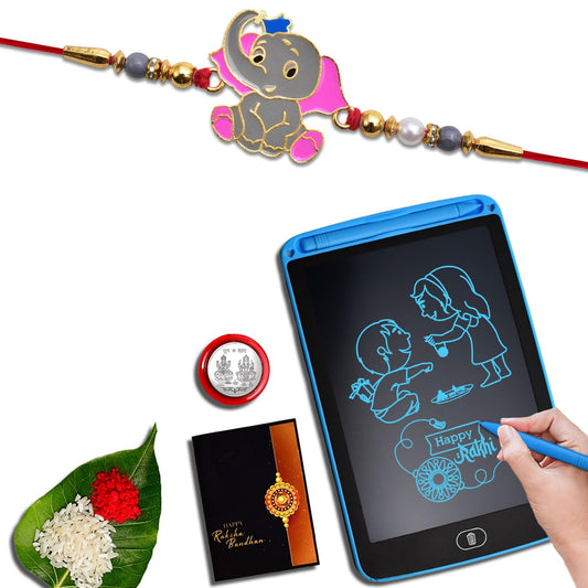 Multicolor Car Shaped Rakhi Combo With (K1_310_1360) Lcd Writing Padtablet For Kids