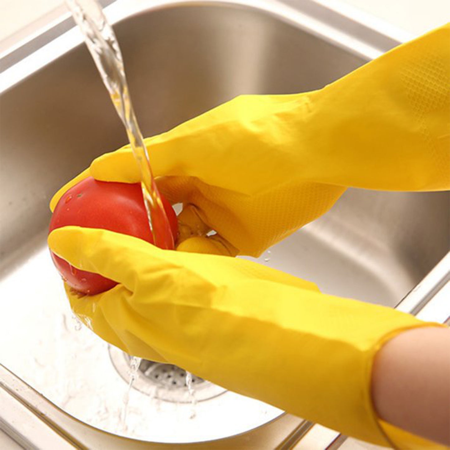 4854 2 Pair Med Yellow Gloves For Types Of Purposes Like Washing Utensils Gardening And Cleaning Toilet Etc.