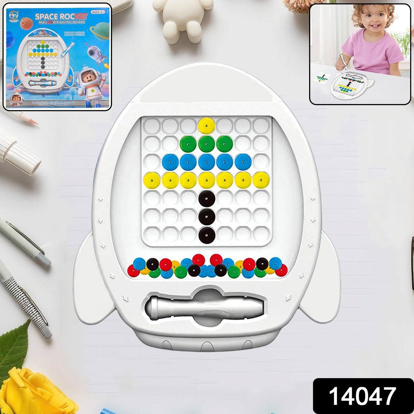 Space Rocket Magnetic Painting Board For Kids